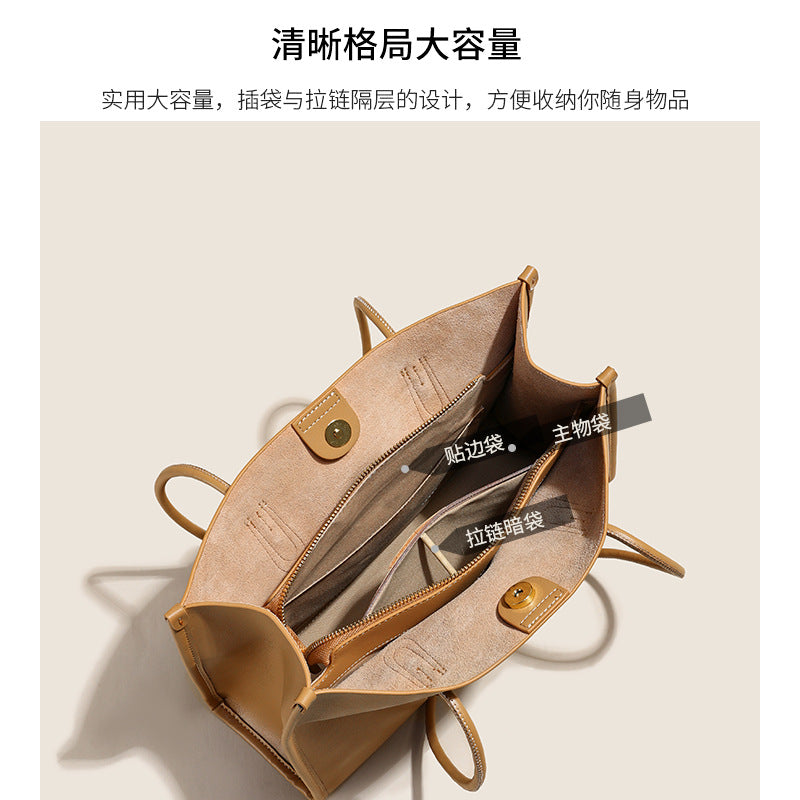 Women Genuine Leather Tote Bag Shoulder Purse with Large Capacity-Handbags-A-Free Shipping Leatheretro