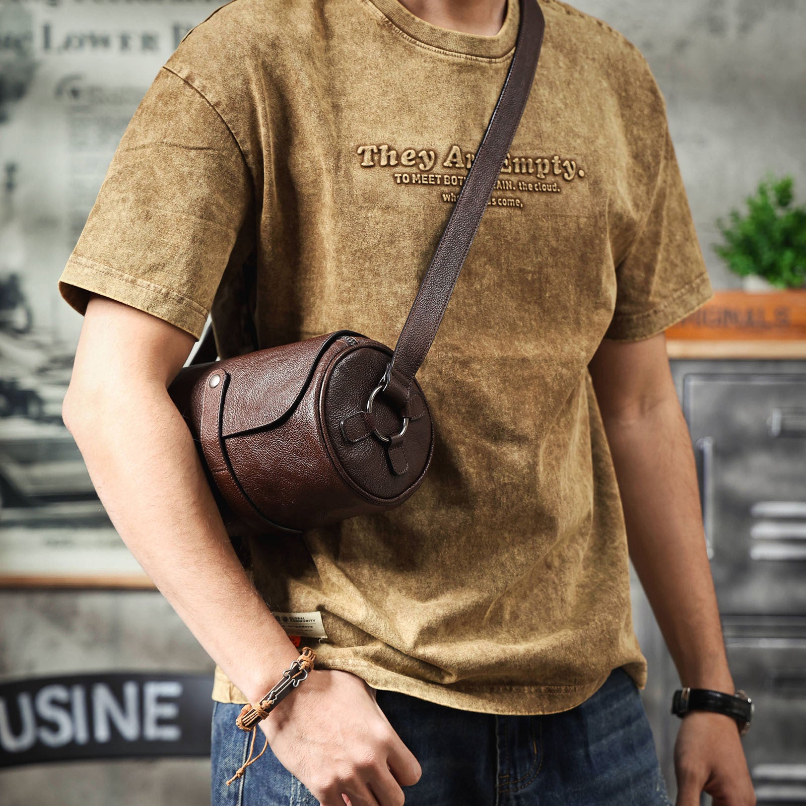 Genuine with Full-Grain Vegetable-Tanned Leather Bag-Handbags-Dark Coffee-Free Shipping Leatheretro