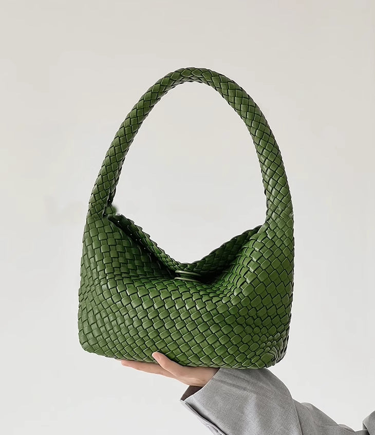 Handwoven Faux Leather Women's Bag – Stylish Crossbody Handbag-Avocado green + change purse-Free Shipping Leatheretro