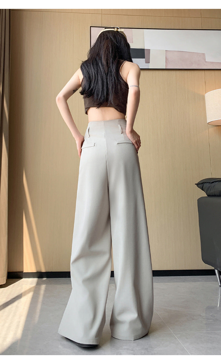 Casual High Waist Loose Long Straight Pants-Pants-Black-S-Free Shipping Leatheretro