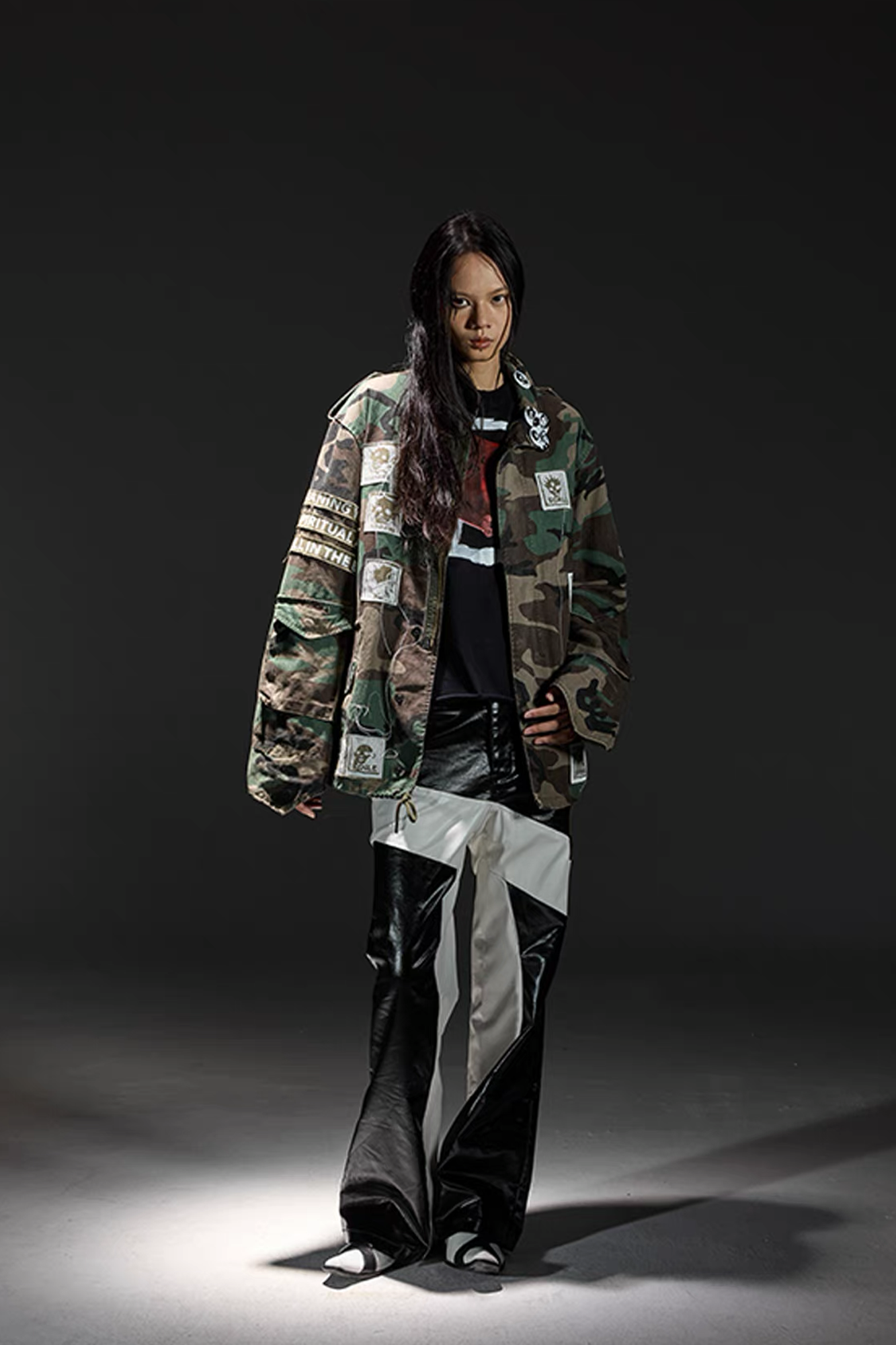 NOTHINGNESS WORLD Slogan Patchwork Multi-Pocket Utility Jacket-Jacket-S-Green-Free Shipping Leatheretro