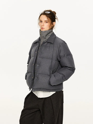 KREATE Men's Two-Tone Knit Collar Down Jacket with 90% Down-Light Blue-S-Free Shipping Leatheretro