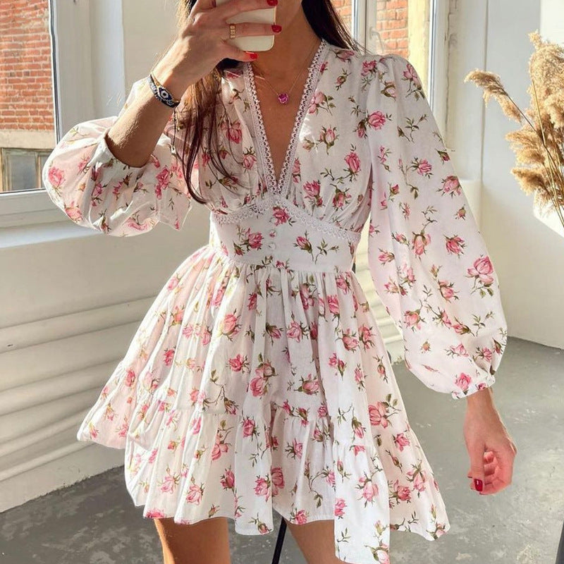 Elegant Sweet Summer Short Long Sleeves Short Dresses-dresses-White-S-Free Shipping Leatheretro