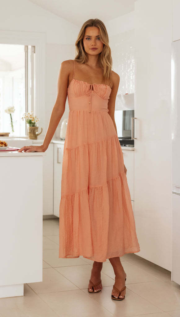 Casual Summer Spaghetti Straps Sleeveless Long Dresses-Dresses-Orange-S-Free Shipping Leatheretro