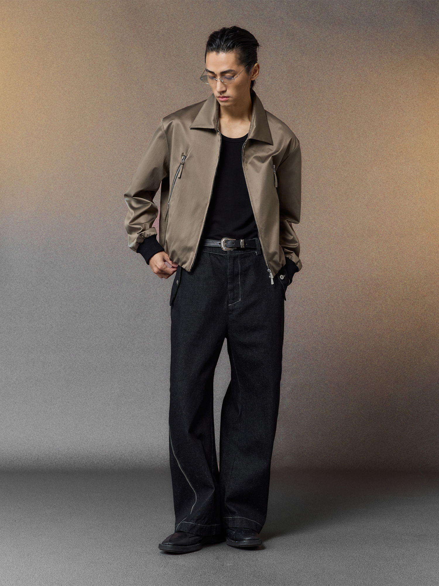 ALVNG AR ANTS Ruched-Sleeve Dual-Zips Bomber Jacket-Jacket-S-Free Shipping Leatheretro