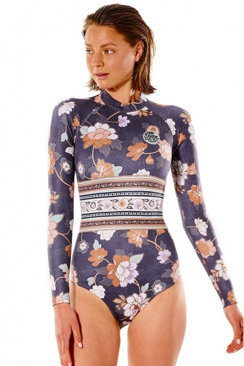 Women Long Sleeves Floral Print Surf Wear-Swimwear-The same as picture-S-Free Shipping Leatheretro