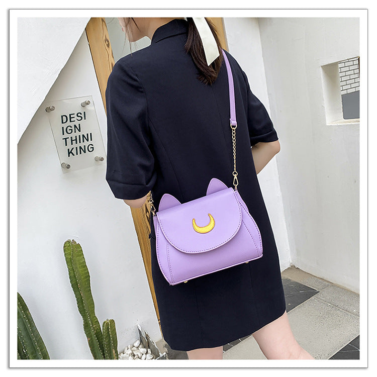 Sailor Moon Inspired Cute Cat Shoulder Bag-White-Free Shipping Leatheretro