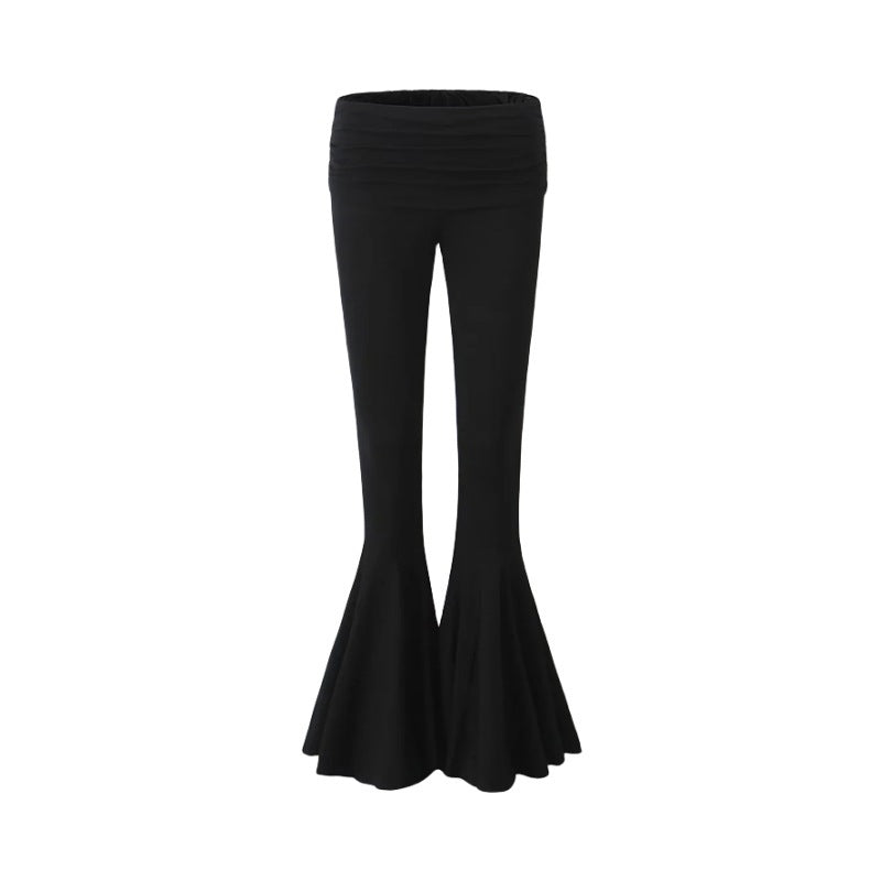 Sexy Low Waist Elastic Flare Pants for Women-Pants-Black-S-Free Shipping Leatheretro