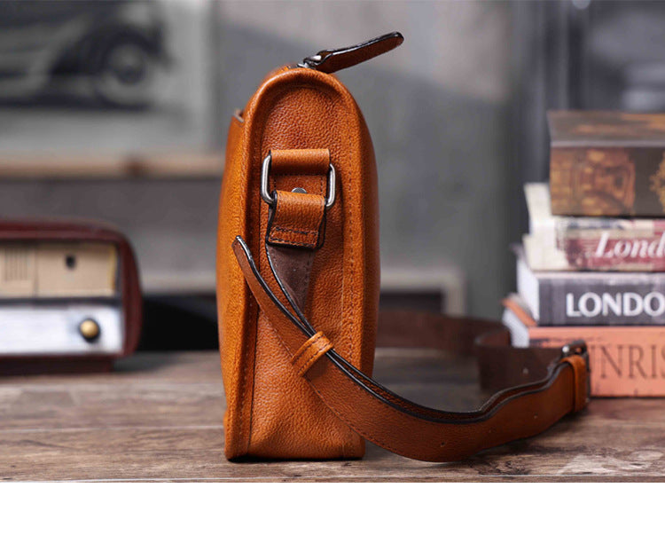 Men's Vintage Messenger Bag - Handmade Full-Grain Vegetable-Tanned Leather Messenger Bag-Messenger Bags-Coffee-Free Shipping Leatheretro