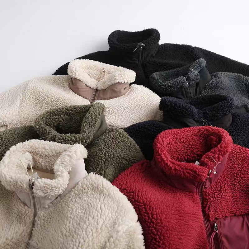 Casual Women and Men Winter Fleece Jacket Coats-Outerwear-Coffee-S-Free Shipping Leatheretro