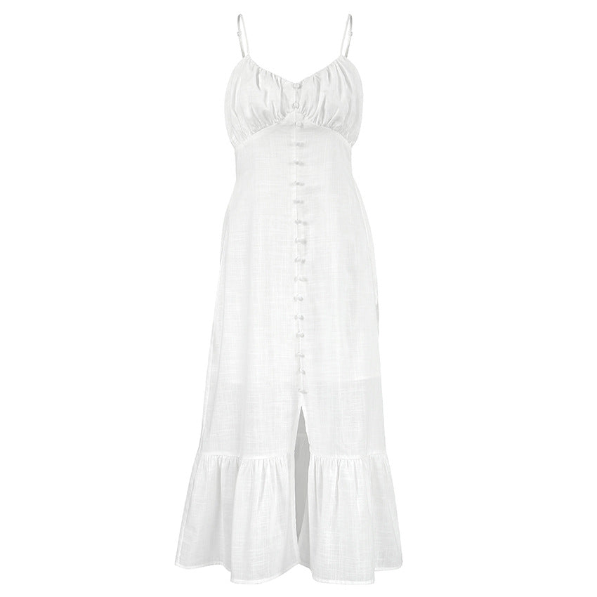 Summer Cotton Spaghetti Straps White Mini Dresses-Dresses-White-S-Free Shipping Leatheretro