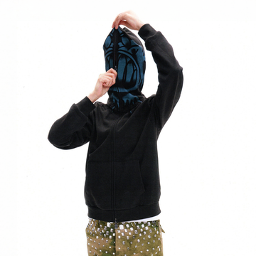 URBAN+FOREST Ocean Monster Graphic Masked Hooded Jacket-Jacket-S-Dark Gray-Free Shipping Leatheretro