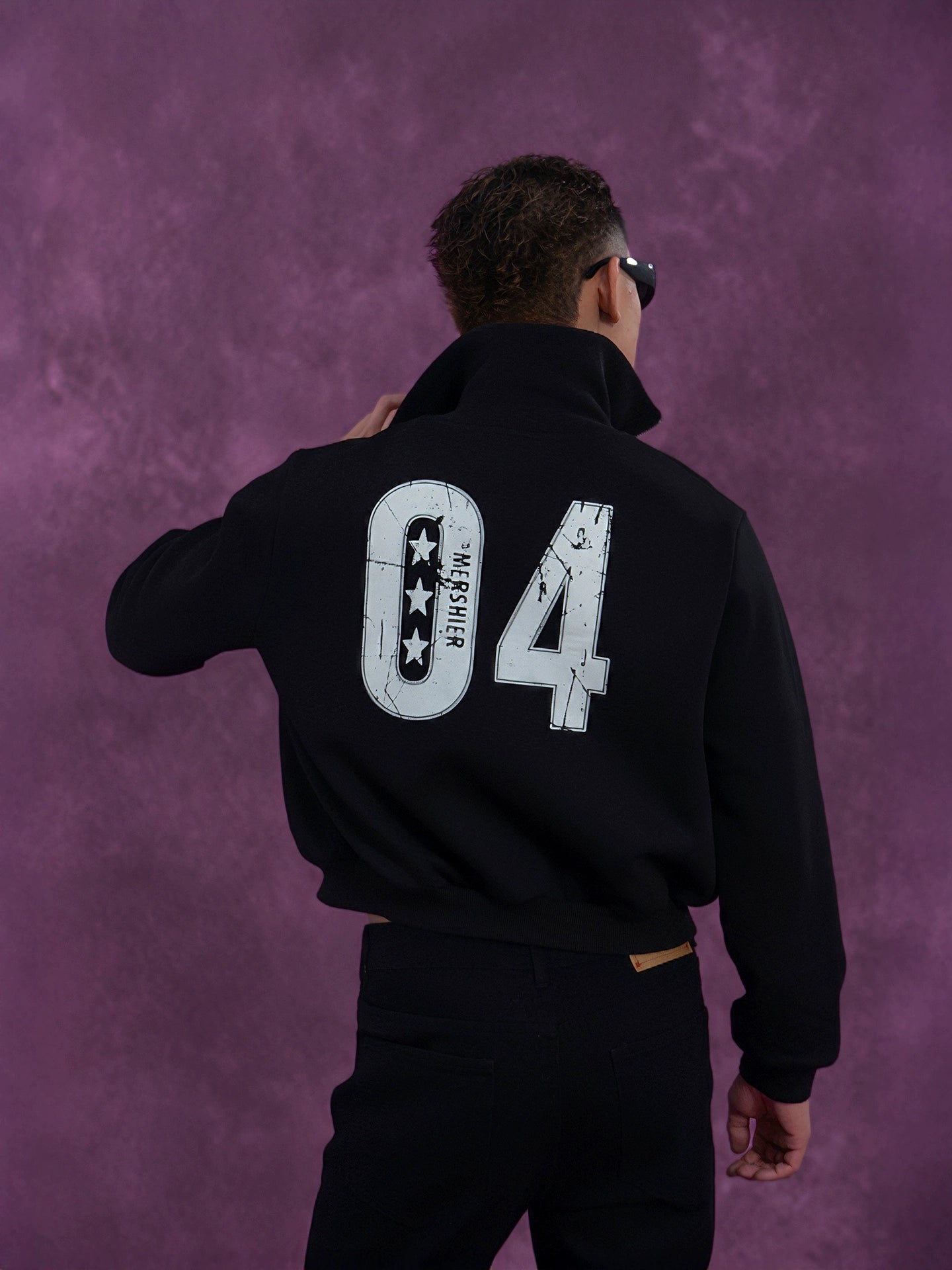 CLP Unisex Cropped Zip-Up Jacket with Print-Black-S-Free Shipping Leatheretro