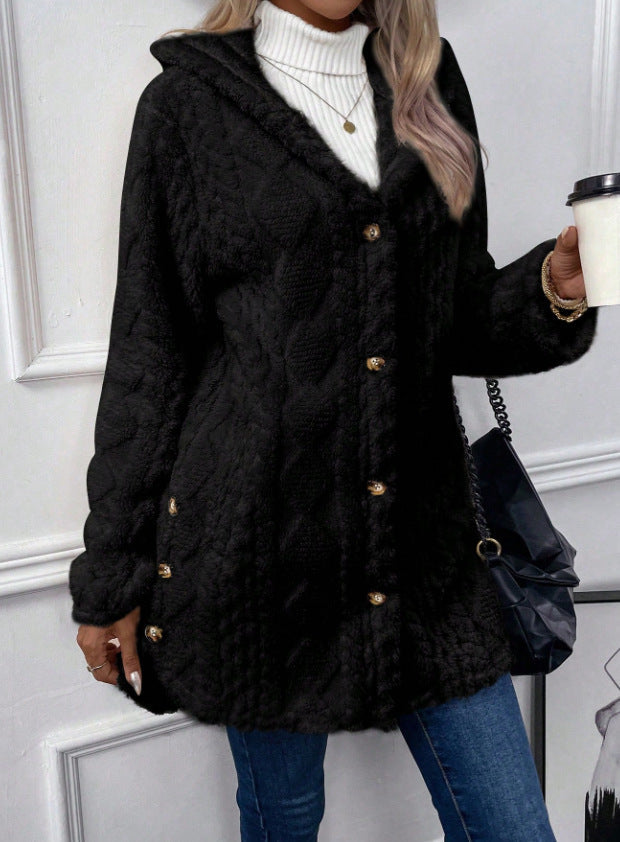 Fashion Warm Velvet Cardigan Winter Overcoats-Outerwear-Black-S-Free Shipping Leatheretro