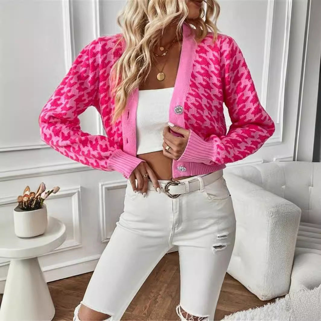 Fashion Women Knitted Cardigan Sweaters-Sweater&Hoodies-Pink-S-Free Shipping Leatheretro