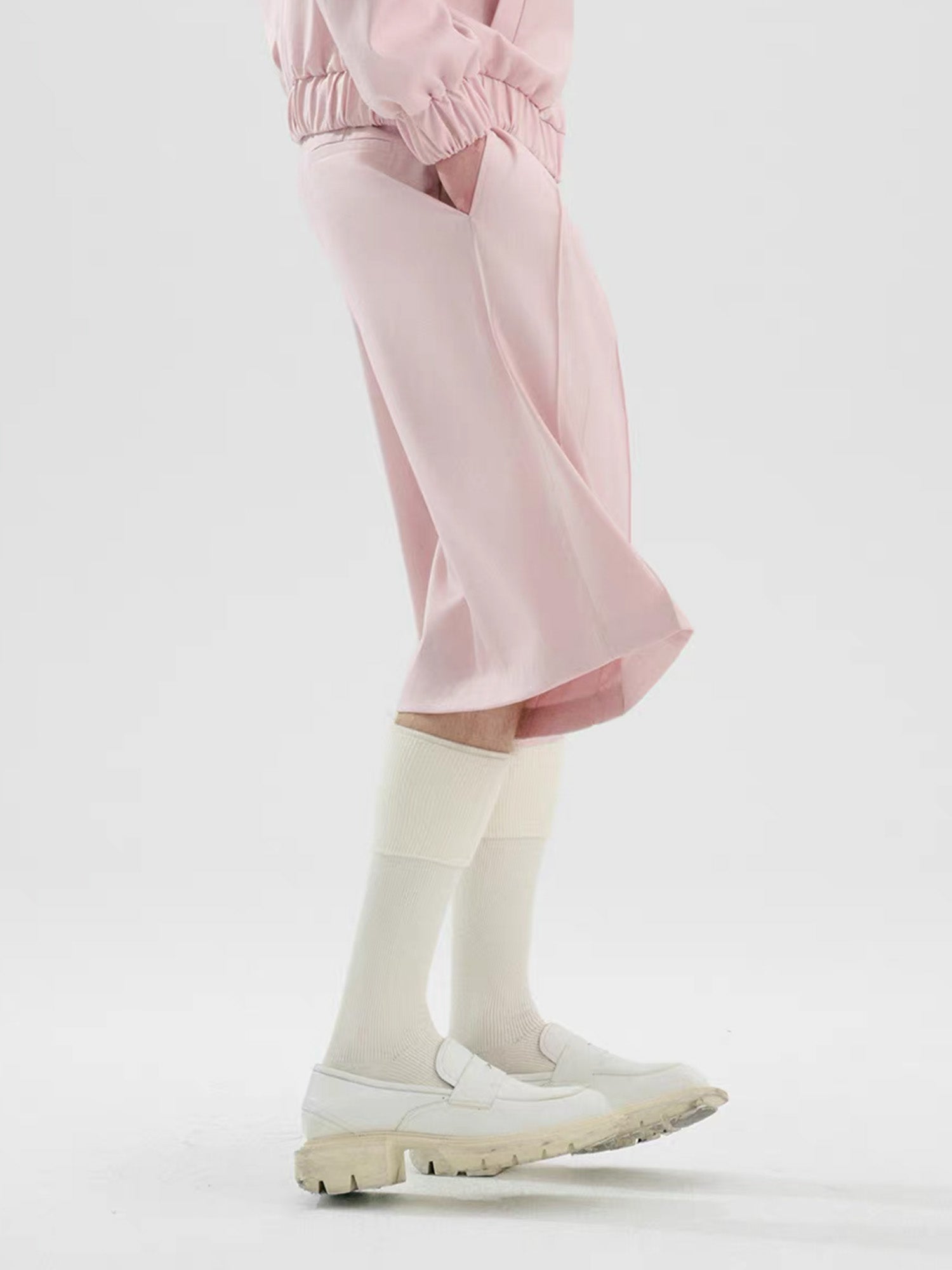 TIWILLTANG Pleated Pinstripe Skirt Shorts Pink/White-Shorts-S-White-Free Shipping Leatheretro