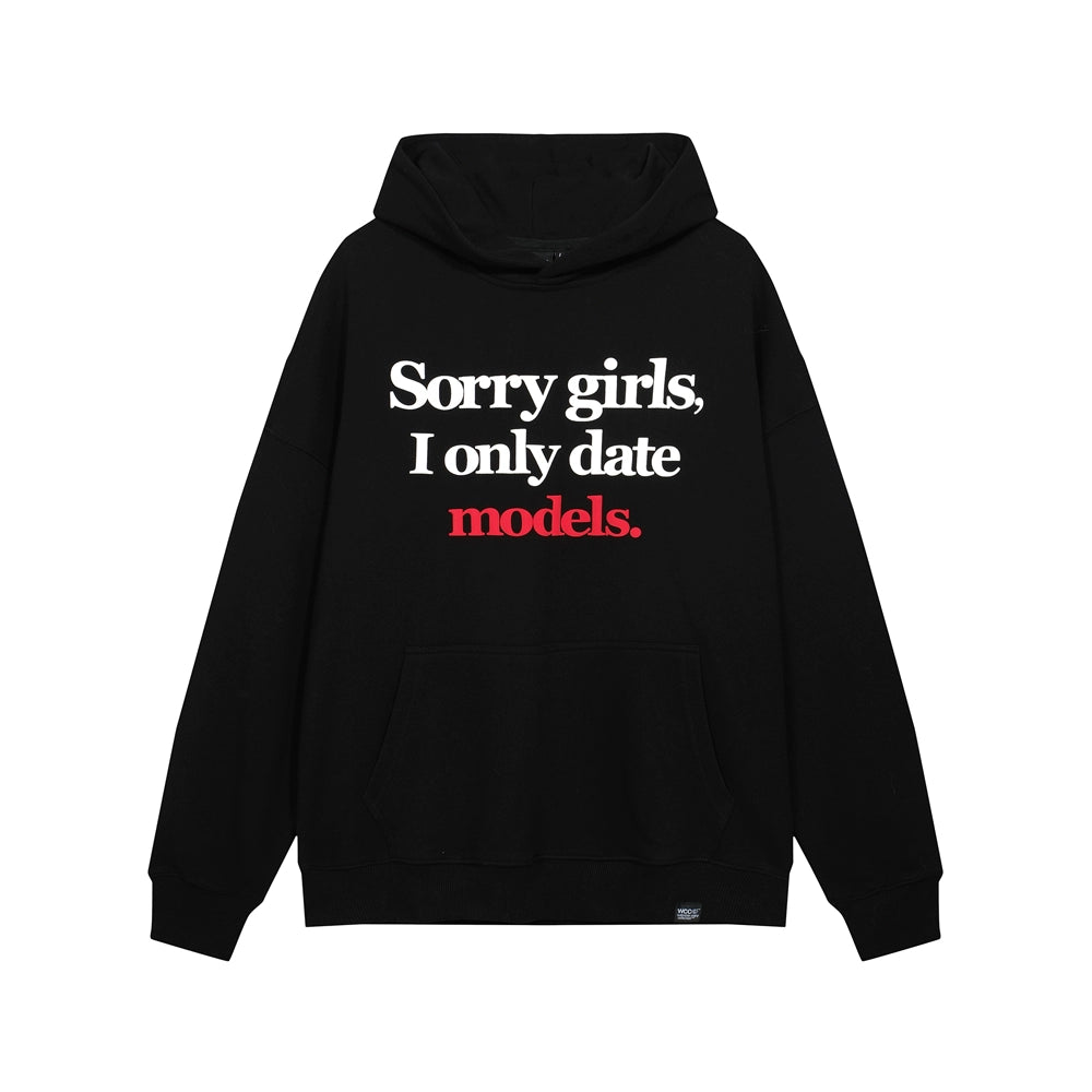 WCC SORRY GIRLS I ONLY DATE MODELS Hoodie-Black-M-Free Shipping Leatheretro