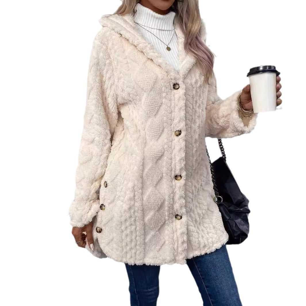 Fashion Warm Velvet Cardigan Winter Overcoats-Outerwear-Ivory-S-Free Shipping Leatheretro