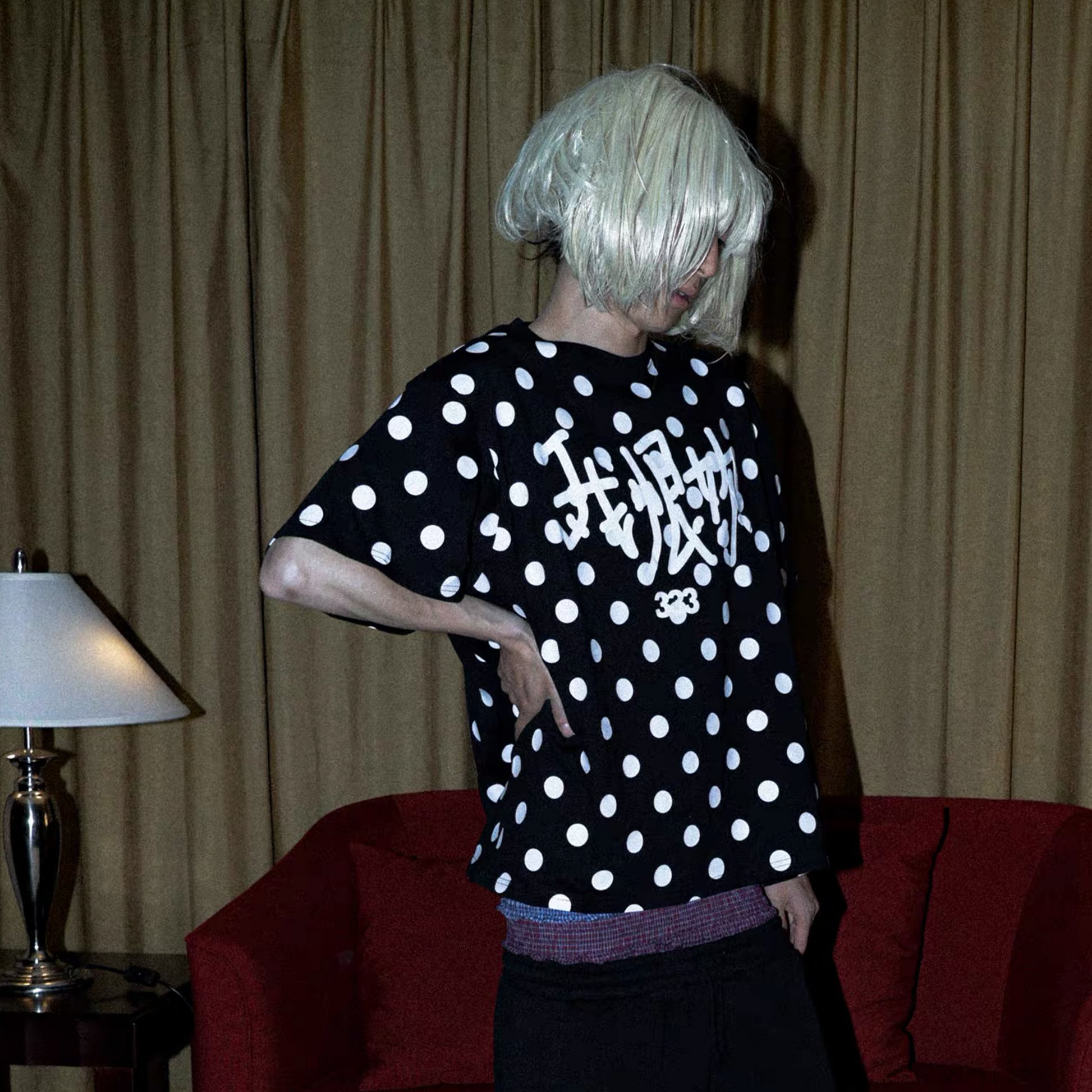 PCCVISION Polka Dot Text Graphic T-Shirt-T Shirt-S (Preorder)-White-Free Shipping Leatheretro
