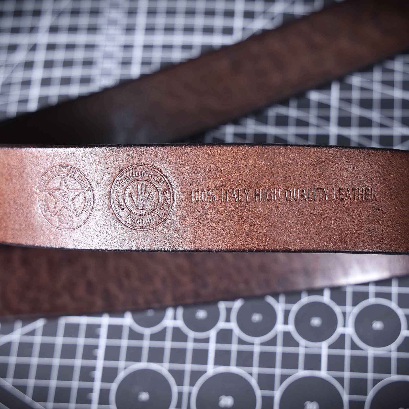 Vintage Men's Genuine Leather Belt Handmade Needle Buckle with Pure Copper Buckle Belt-Leather Belt-Dark Coffee-105cm-Free Shipping Leatheretro