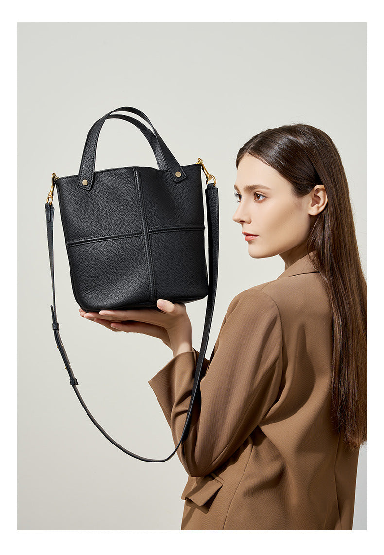 Elegant Genuine Leather Tote Bag-handbags-Black-Free Shipping Leatheretro