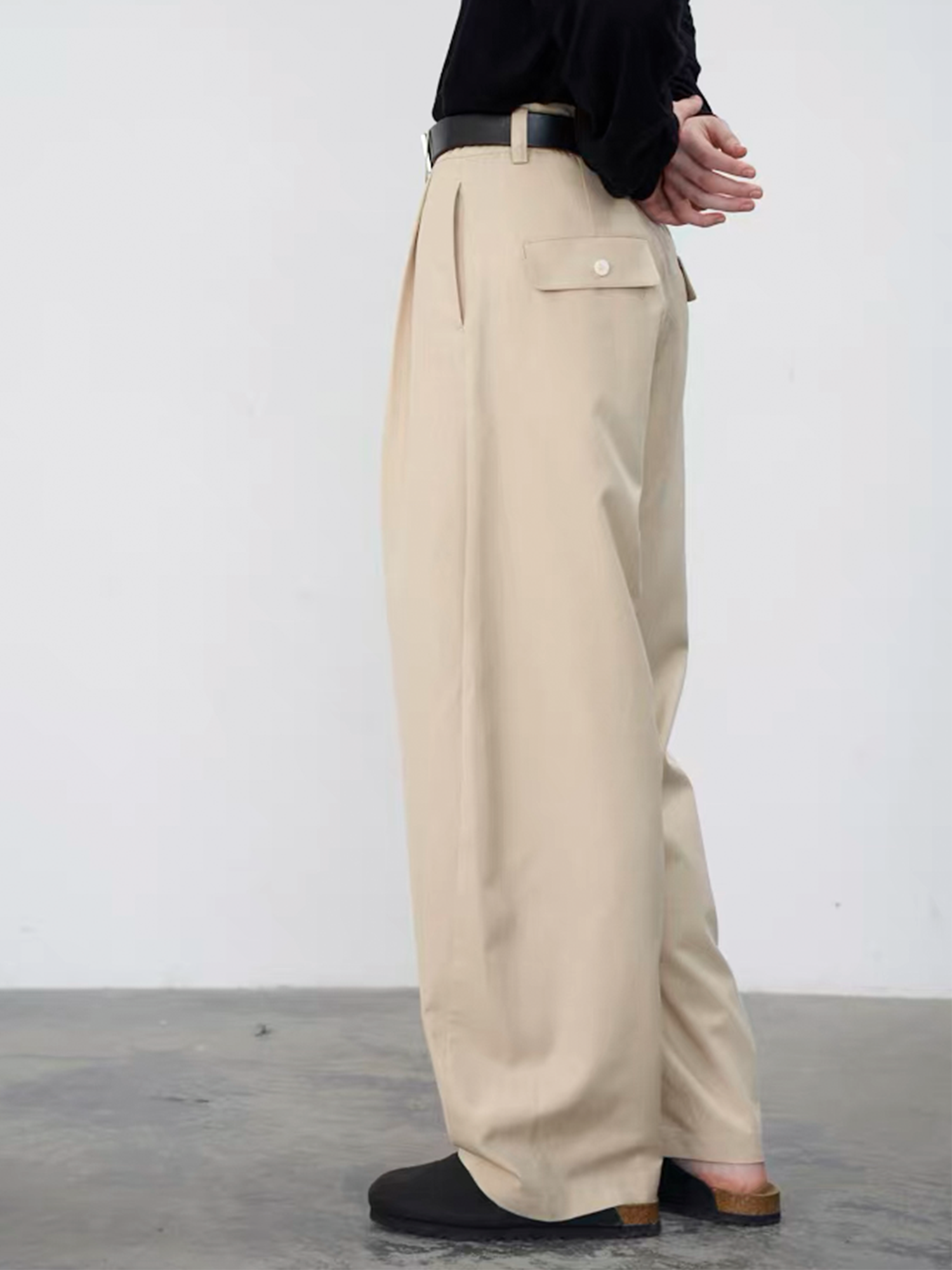 GRAINMUSTARD Retro Pleated High-Waist Wide-Leg Trousers-Pants-XS (Preorder)-Green-Free Shipping Leatheretro