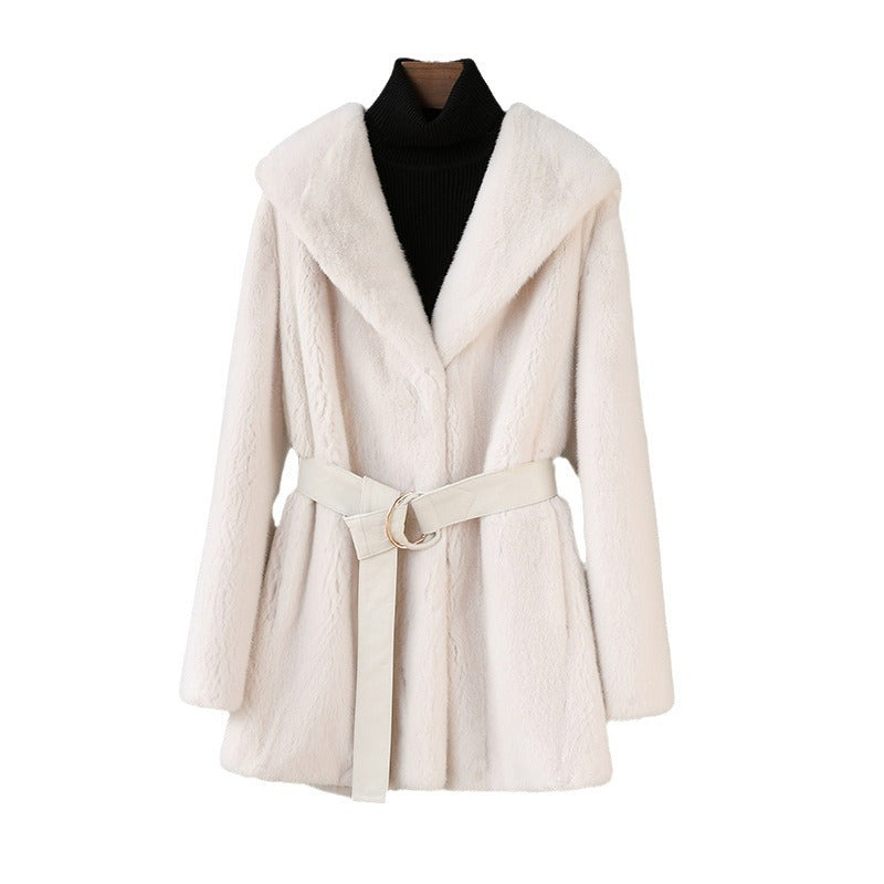 Casual Faux Fur Midi Length Jacket Coats-Coats & Jackets-Khaki-S-Free Shipping Leatheretro