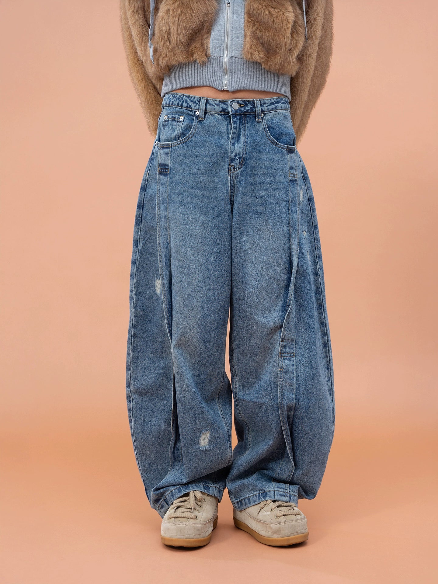 CLP Men's Distressed Cargo Jeans-Blue-M-Free Shipping Leatheretro