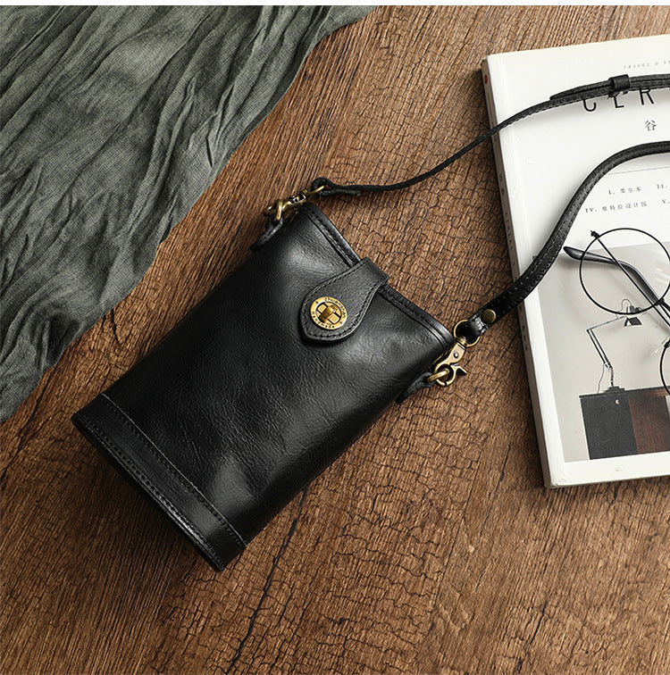 Handcrafted Vegetable-Tanned Cowhide Mini Crossbody Bag-Yellow-Free Shipping Leatheretro