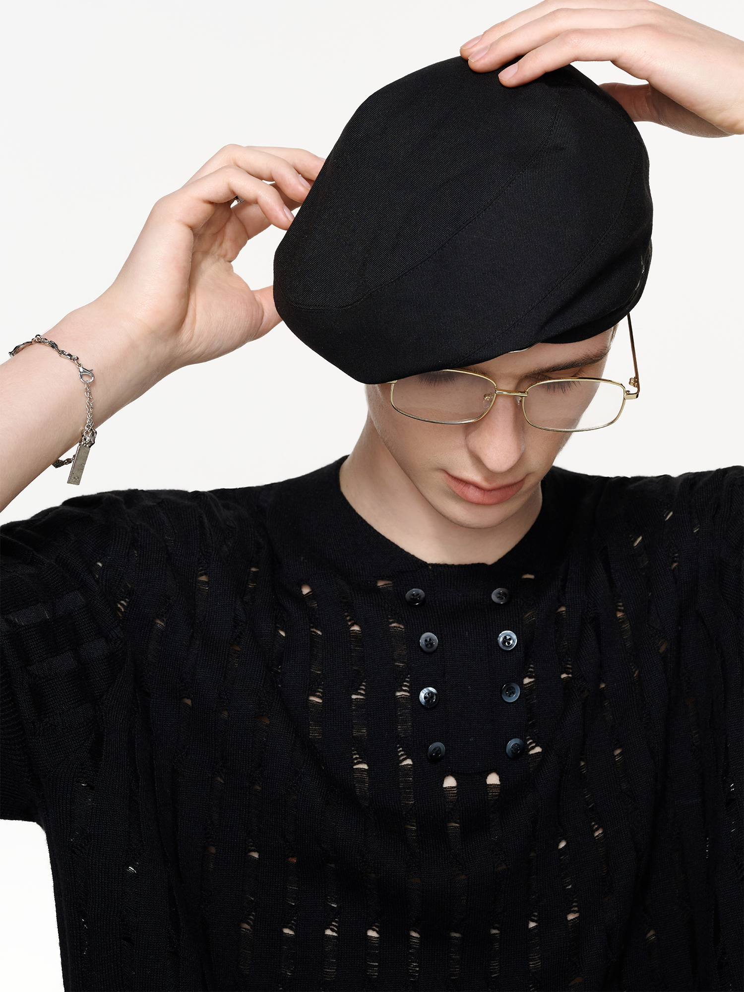 TIWILLTANG Essential Openwork Knitted T Shirt-T Shirt-S-Black-Free Shipping Leatheretro