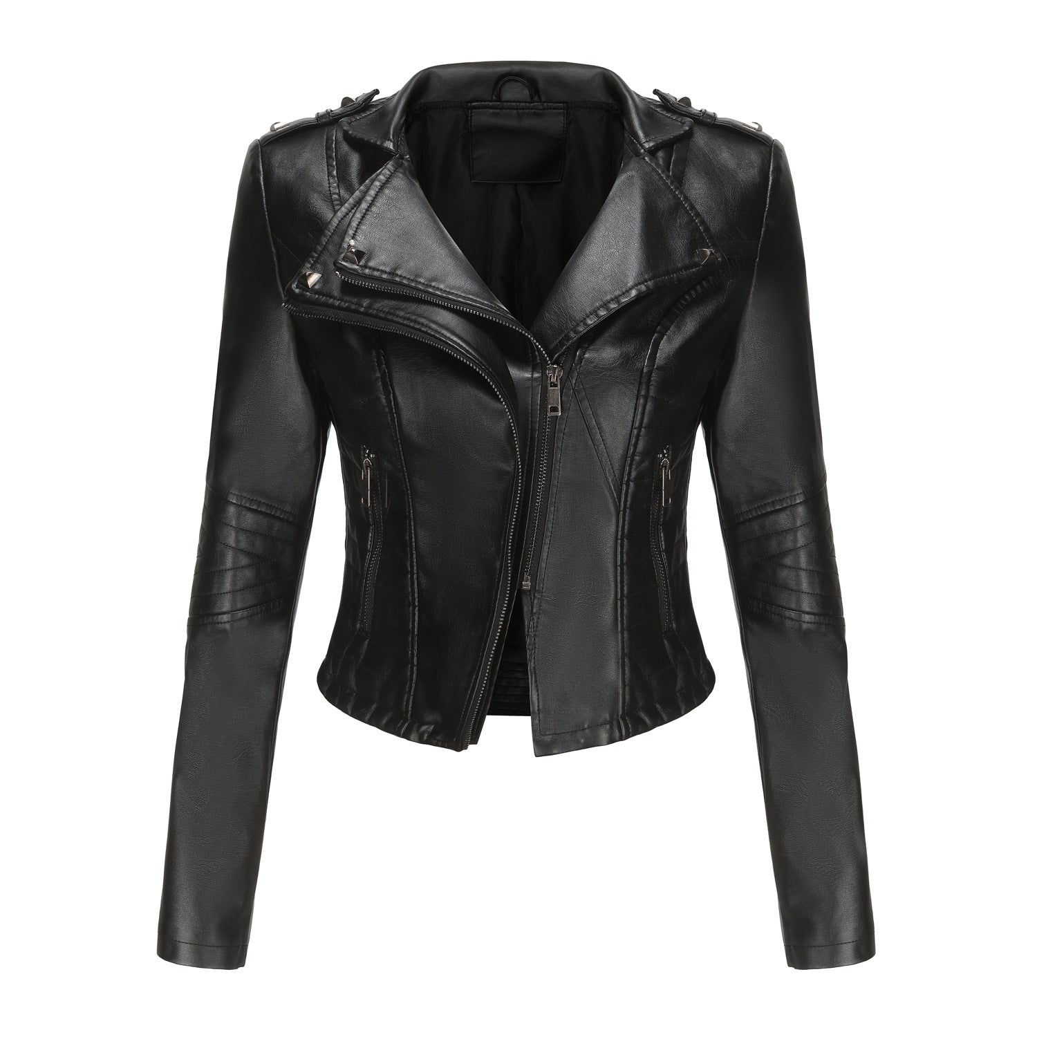 Women's Punk Faux Leather Jacket-Black-S-Free Shipping Leatheretro