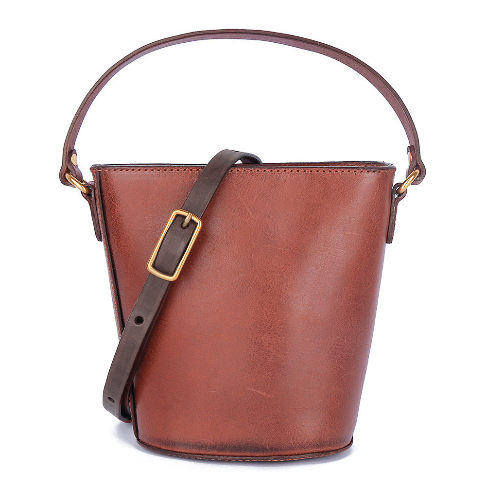 Vegetable-Tanned Leather Bag, Phone Bags-Handbags-Black-Free Shipping Leatheretro