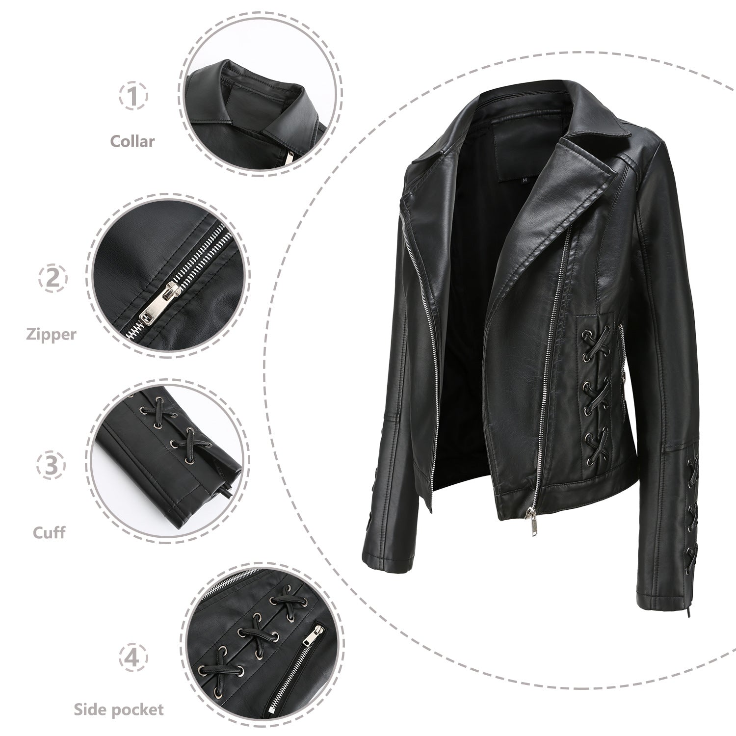 Women's Fashion Faux Leather Jacket-black-S-Free Shipping Leatheretro