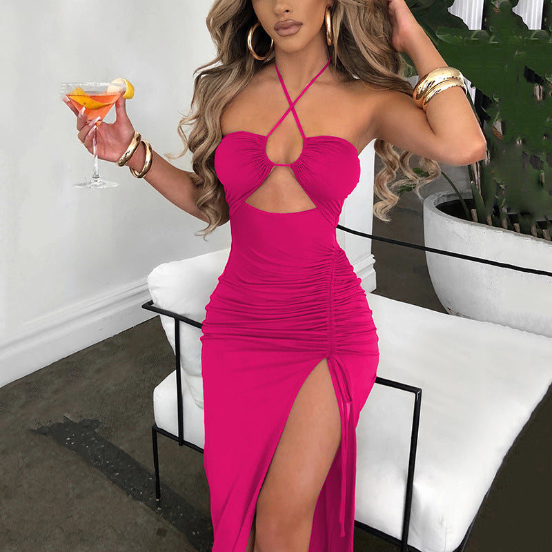 Sexy Halter Long Party Dresses-Dresses-Orange-S-Free Shipping Leatheretro