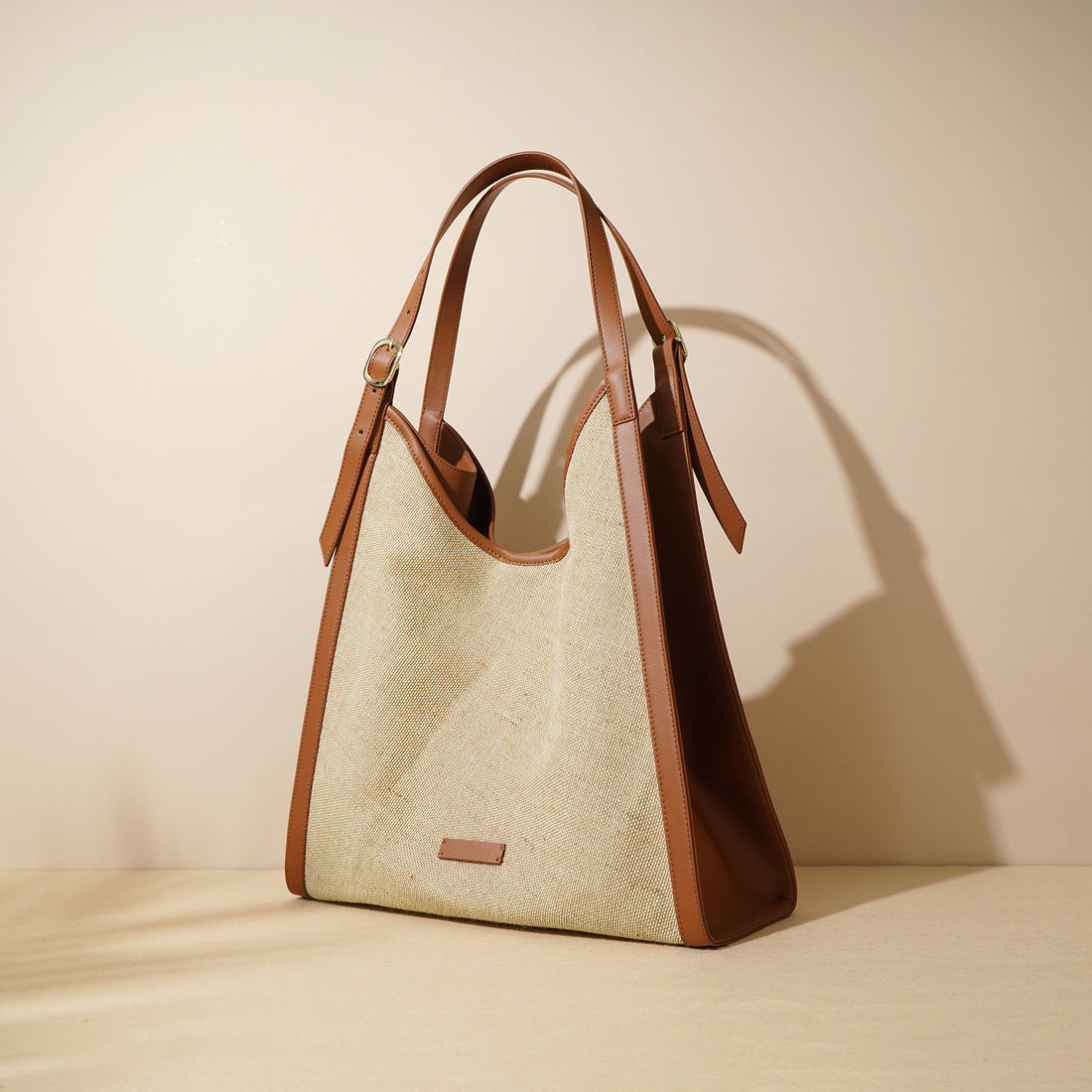 Oversized Boho Cotton Linen Tote Bag – Minimalist Shoulder Bag for Women-flax brown-Free Shipping Leatheretro