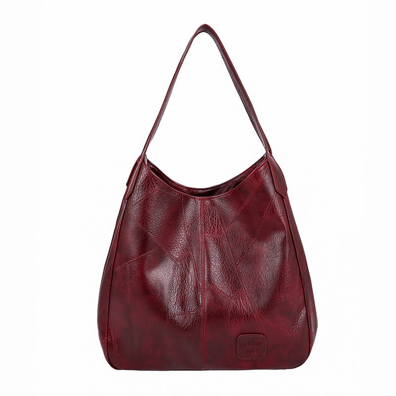 Large Capacity Soft Faux Leather Crossbody Bag-Wine Red-Free Shipping Leatheretro