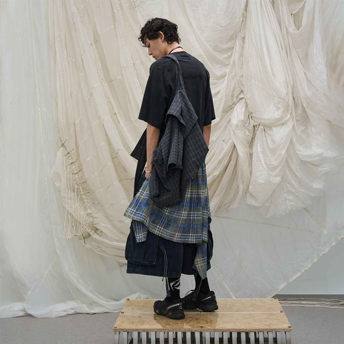 RELABEL Detachable Frill Tie-Detail Washed Denim Shorts - Distressed Blue Jeans-Blue-XS-Free Shipping Leatheretro