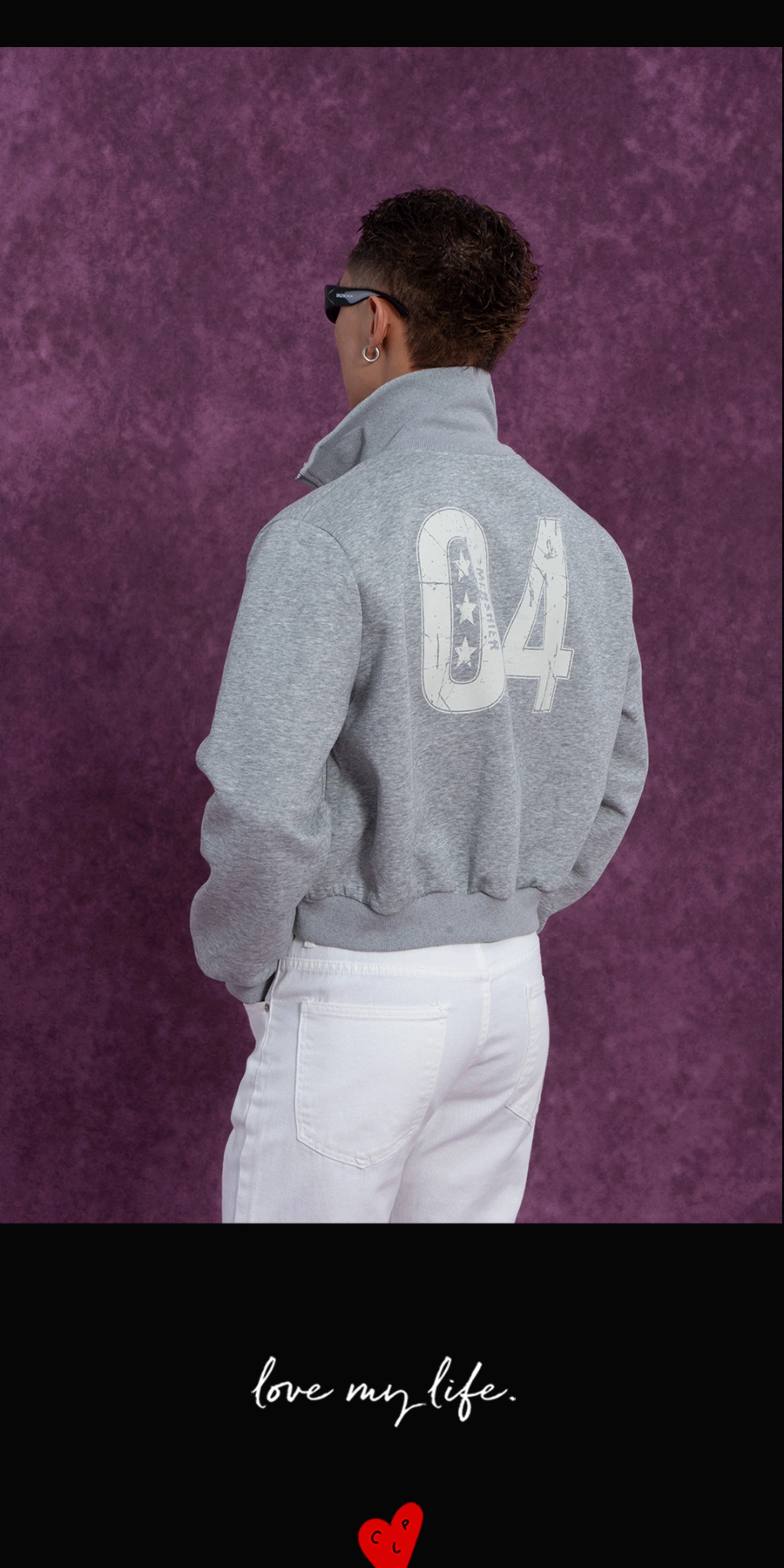 CLP Unisex Cropped Zip-Up Jacket with Print-Black-S-Free Shipping Leatheretro