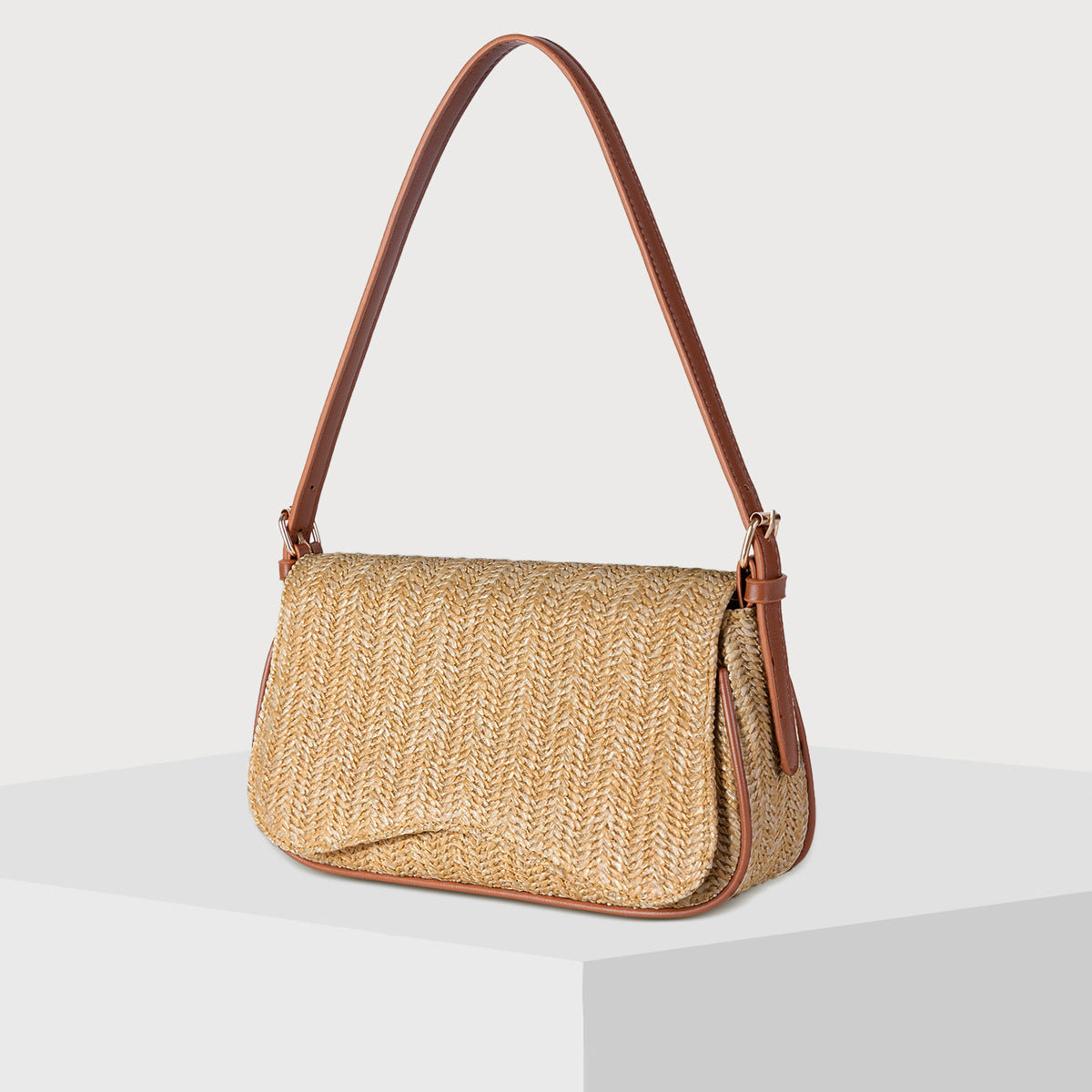 Women's Straw Woven Shoulder Bag-Ivory-Free Shipping Leatheretro
