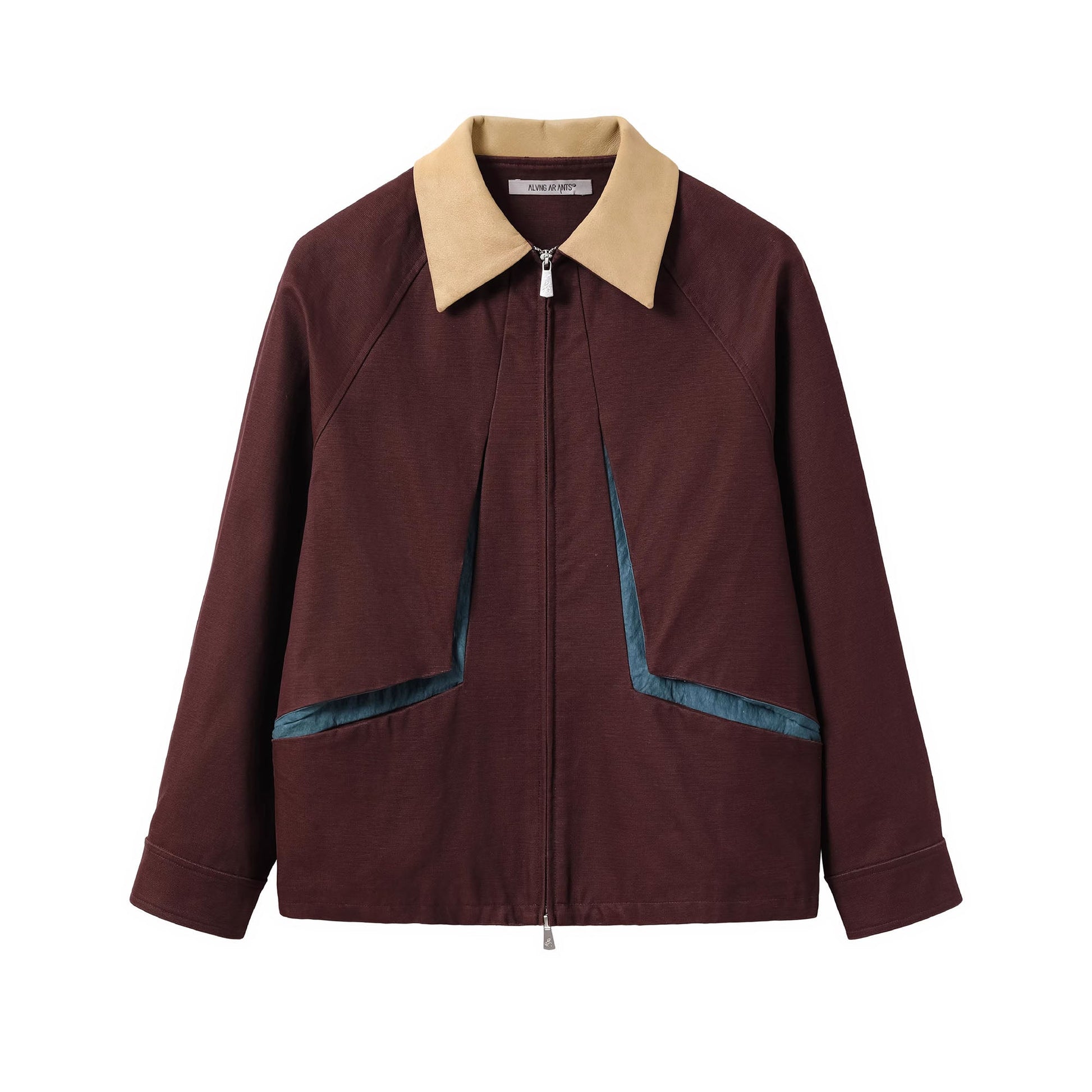ALVNG AR ANTS Contrast Faux-Leather Collar Jacket-Jacket-S-Red-Free Shipping Leatheretro