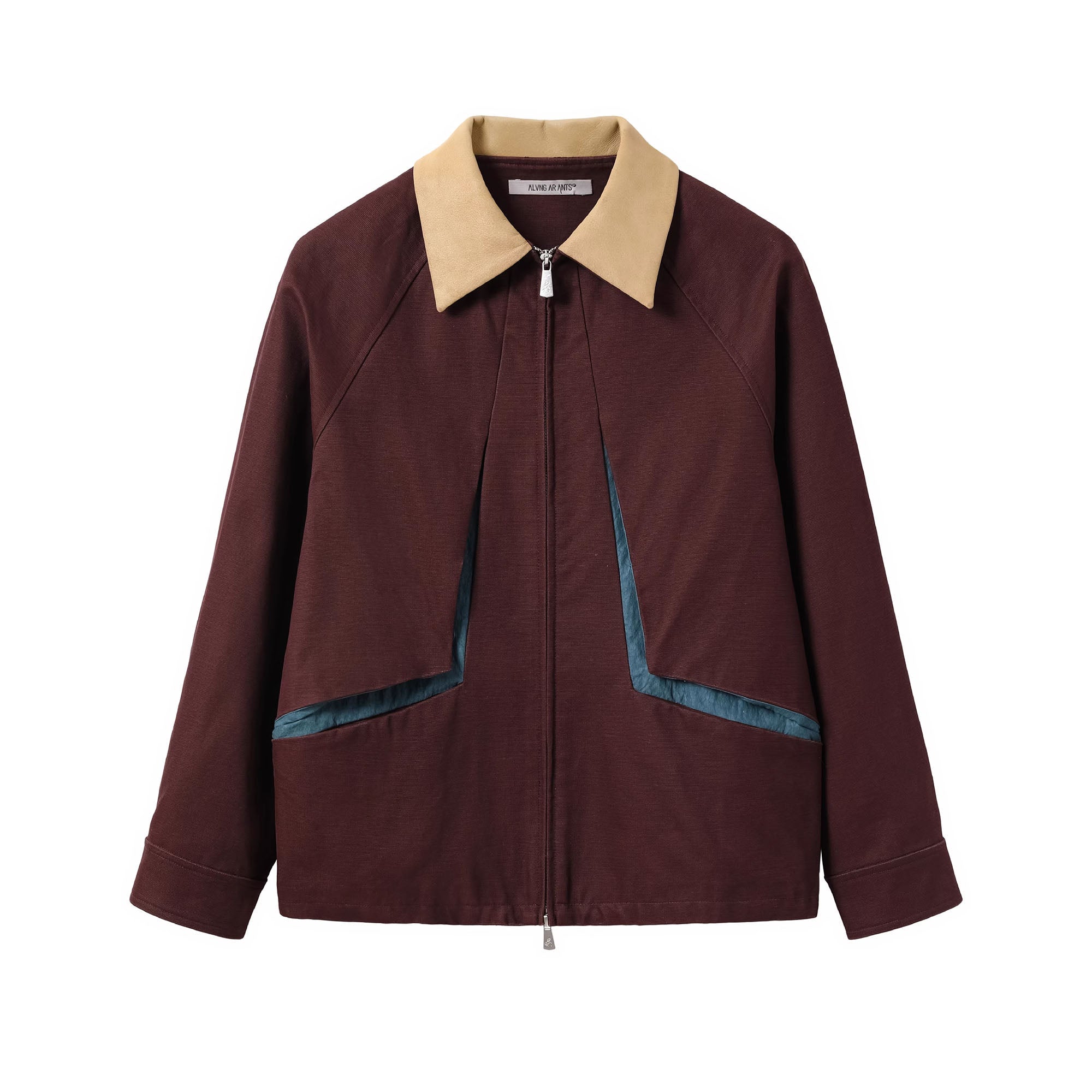 ALVNG AR ANTS Contrast Faux-Leather Collar Jacket-Jacket-S-Red-Free Shipping Leatheretro