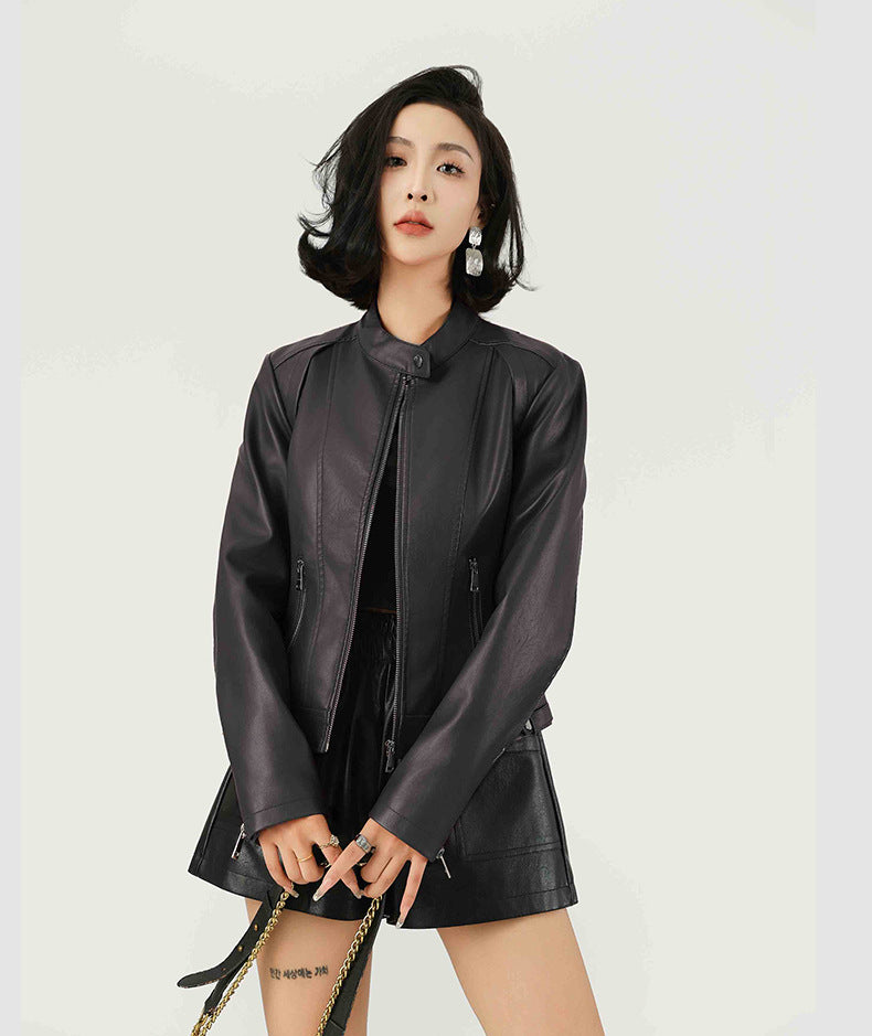 Women's Fashion PU Leather Jacket-Red-S-Free Shipping Leatheretro