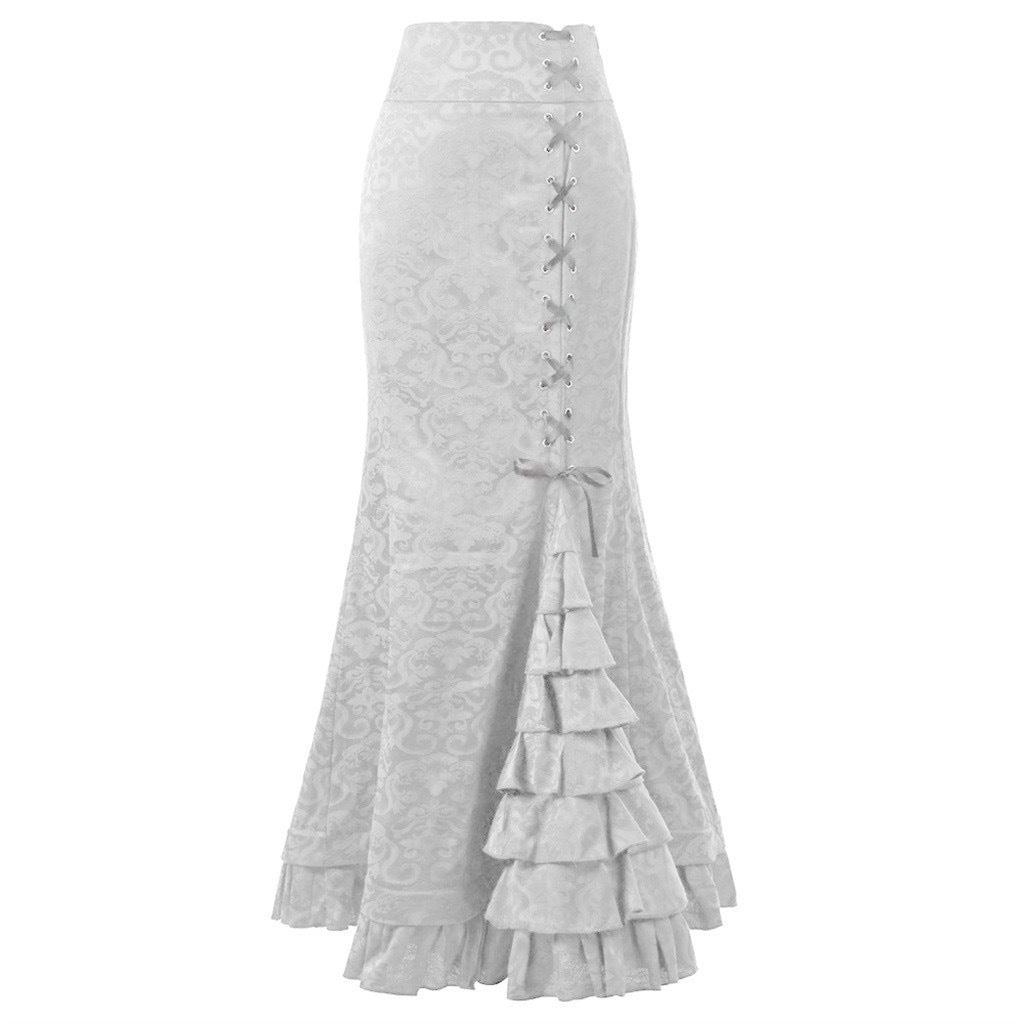 Designed Gothic Style Mermaid Skirts-Skirts-White-S-Free Shipping Leatheretro