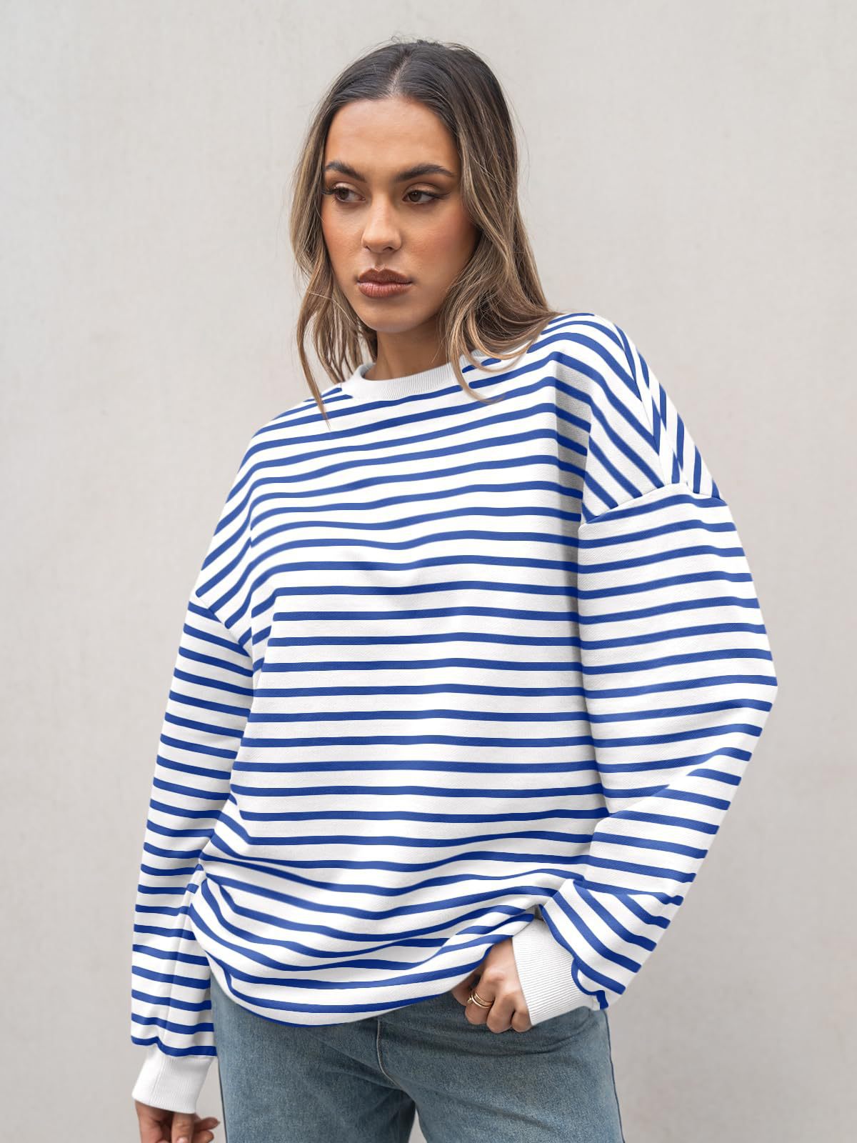 Casual Striped Long Sleeves Sports Hoodies-Sweater&Hoodies-Blue-S-Free Shipping Leatheretro