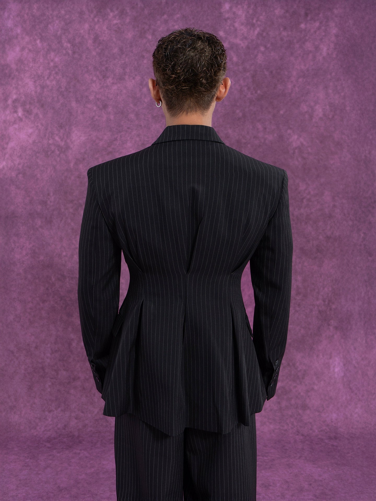 CLP Unisex Vintage Black Striped Blazer-Black-S-Free Shipping Leatheretro