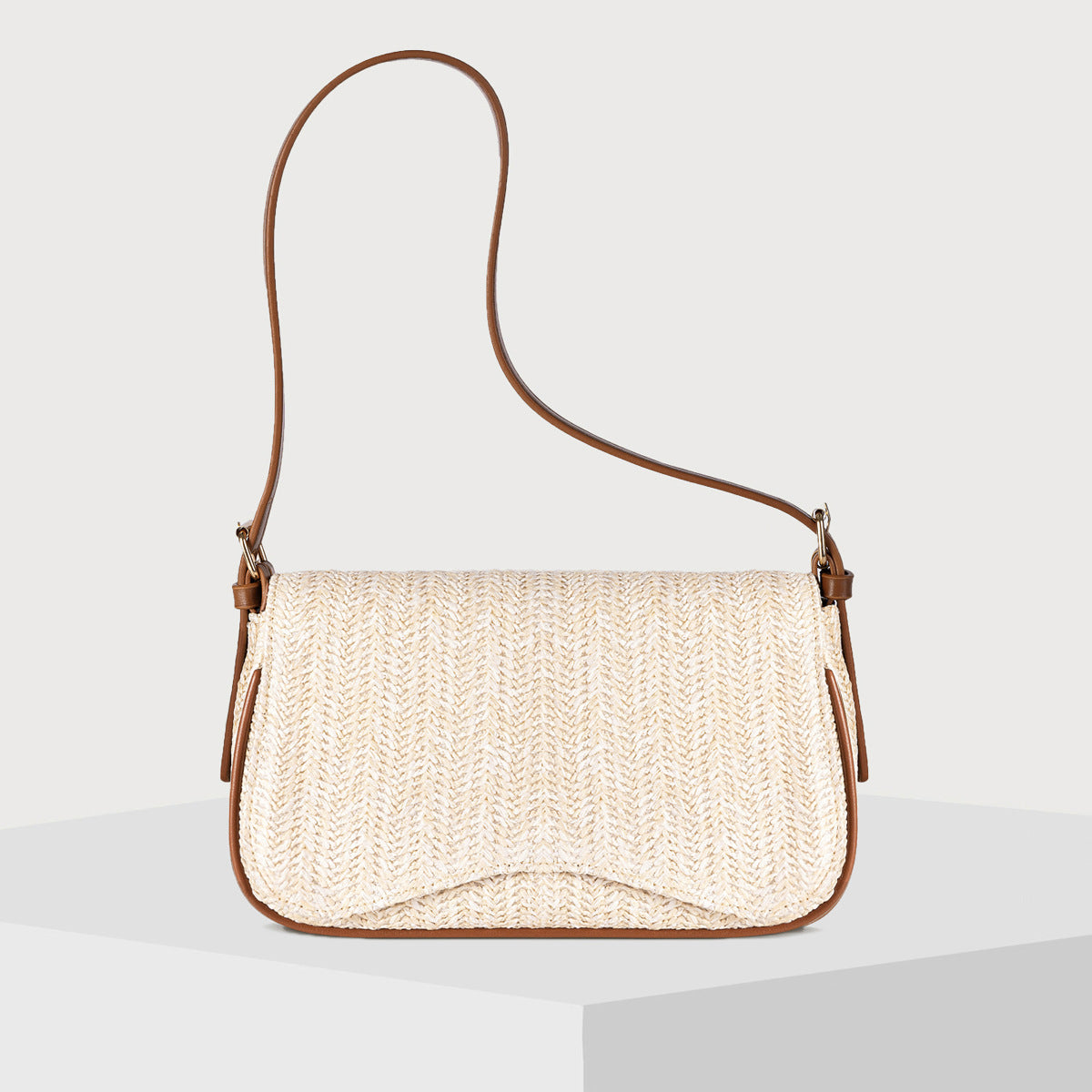 Women's Straw Woven Shoulder Bag-Ivory-Free Shipping Leatheretro