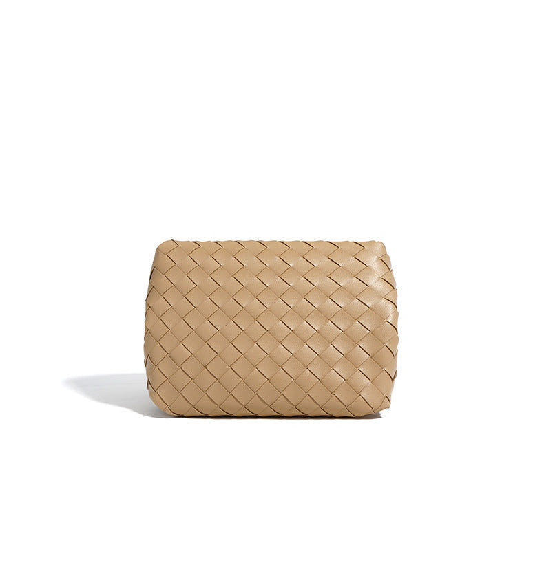 Niche Design New Retro Metal Buckle Woven Tote Bag-Handbags-Apricot-Free Shipping Leatheretro