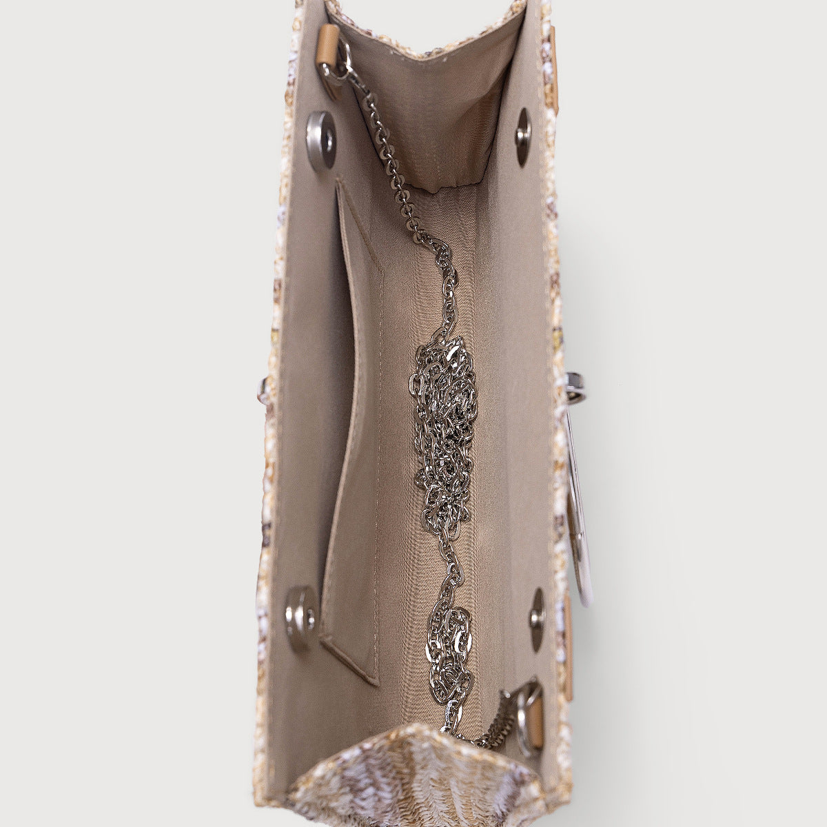 Women's Straw Woven Bag with Chain Strap-apricot-Free Shipping Leatheretro