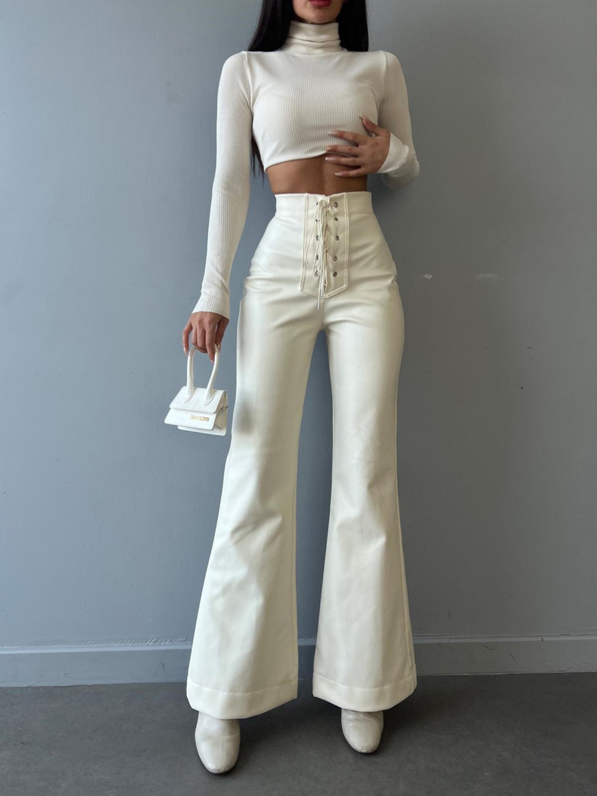 Sexy High Waist Trumpet Long Pants-Pants-White-S-Free Shipping Leatheretro