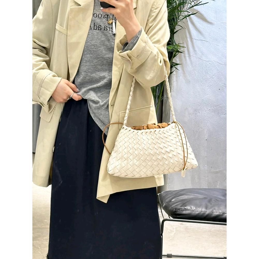 Retro Genuine Leather Woven Handbag for Women-Handbags-Ivory-Free Shipping Leatheretro